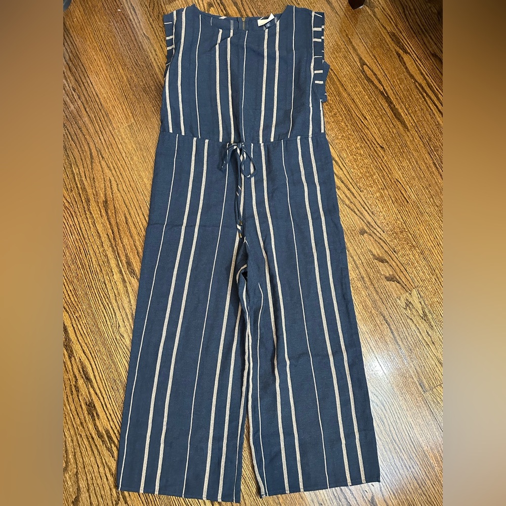 Universal Thread Womens Blue Tan‎ Stripe Jumpsuit Wide Leg Size XS